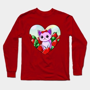 Kitty in a Strawberry Patch Long Sleeve T-Shirt